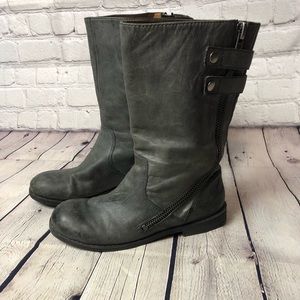 Nine West Mid Calf boots. Gun metal silver